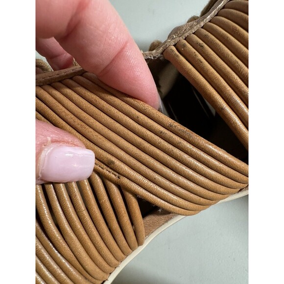 BCBG maxazaria Heels Shoes Gladiator Lace Up Woven Brown Peep Toe Boho Size 8.5 - Picture 9 of 14